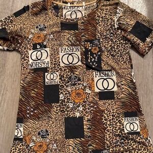 Vintage y2k 2000s Leopard print top with rhinestone details